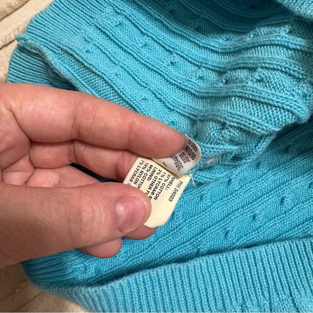 Y2K Gap Cotton Blend Cable Knit Halter Neck Blue Tank Top - Picture 6 of 6